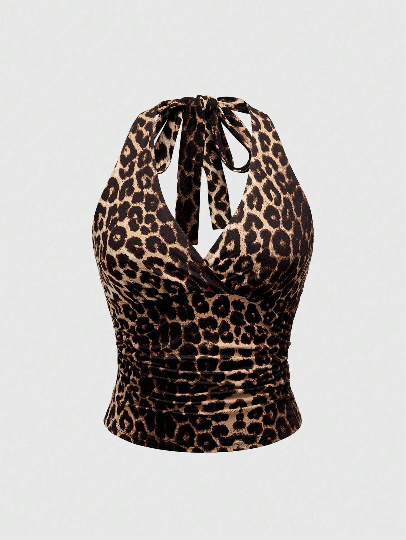 Retro Leopard Print Backless Tank Top